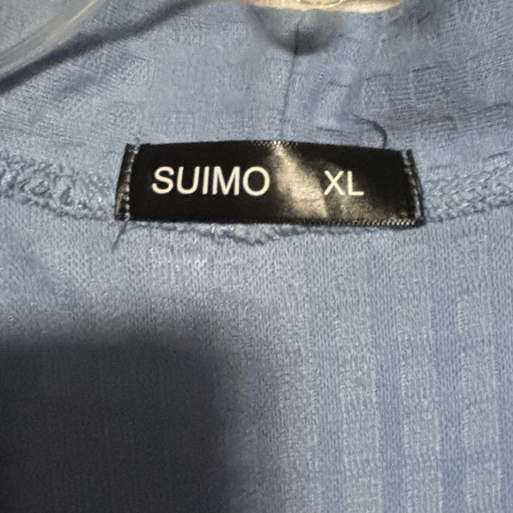 Suimo Square Waffle Wrap Robe Light Blue 3/4 Sleeves W/ belt XL LIKE NEW - Picture 4 of 11